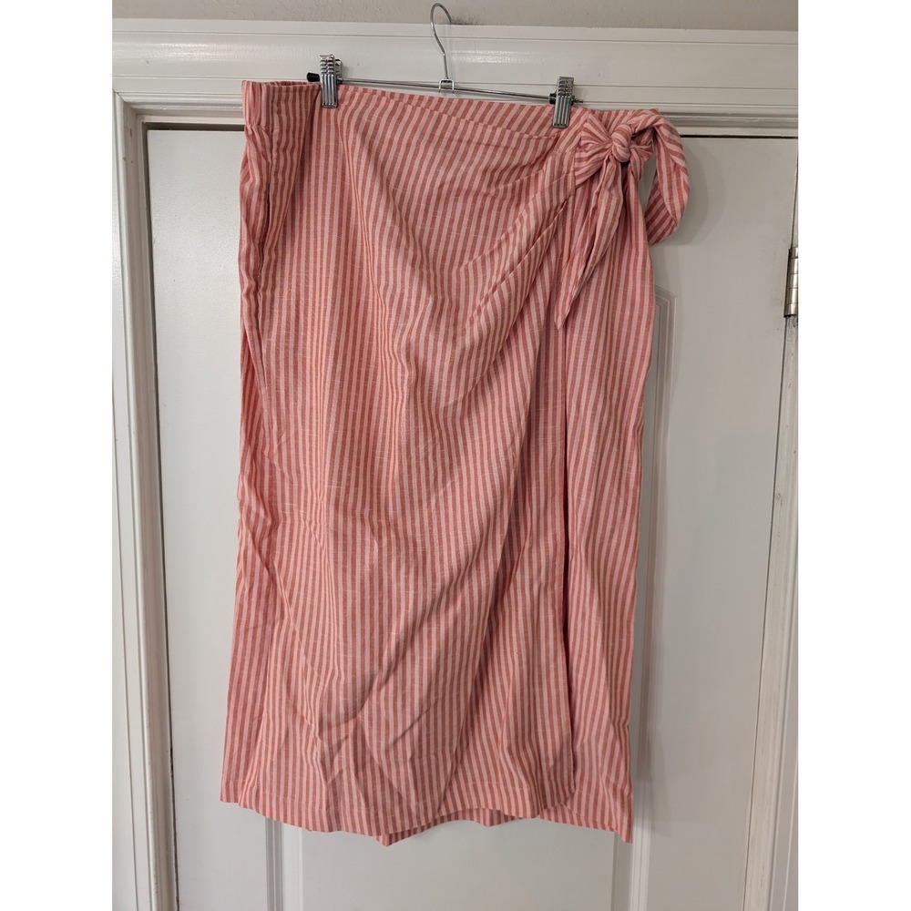 Universal Thread Pink Striped Faux Wrap Midi Skirt XXL Terracotta coastal